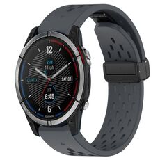 Per cinturino in silicone con foro per fibbia pieghevole Garmin Quatix 7 da 22 mm (grigio scuro)