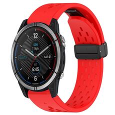 Per cinturino in silicone con foro per fibbia pieghevole Garmin Quatix 7 da 22 mm (rosso)