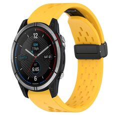 Per cinturino in silicone con foro per fibbia pieghevole Garmin Quatix 7 da 22 mm (giallo)