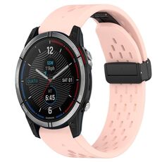 Per cinturino in silicone con foro per fibbia pieghevole Garmin Quatix 7 da 22 mm (rosa)