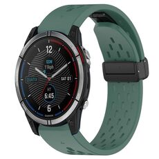 Per cinturino in silicone con foro per fibbia pieghevole Garmin Quatix 7 da 22 mm (verde scuro)