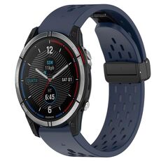 Per cinturino in silicone con foro per fibbia pieghevole Garmin Quatix 7 da 22 mm (blu notte)