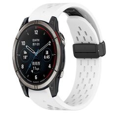 Per cinturino in silicone Garmin Quatix 7 Pro da 22 mm con foro per fibbia pieghevole (bianco)