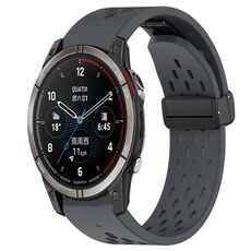 Per cinturino in silicone Garmin Quatix 7 Pro da 22 mm con foro per fibbia pieghevole (grigio scuro)