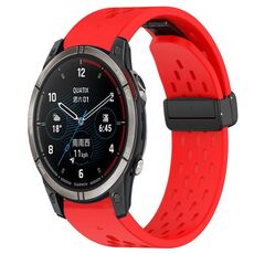 Per cinturino in silicone Garmin Quatix 7 Pro da 22 mm con foro per fibbia pieghevole (rosso)