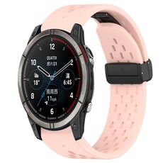 Per cinturino in silicone con foro per fibbia pieghevole Garmin Quatix 7 Pro da 22 mm (rosa)
