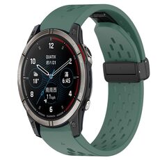Per cinturino in silicone Garmin Quatix 7 Pro da 22 mm con foro per fibbia pieghevole (verde scuro)