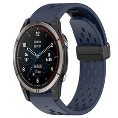 Per cinturino in silicone con foro per fibbia pieghevole Garmin Quatix 7 Pro da 22 mm (blu notte)
