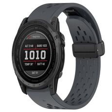 Per cinturino in silicone con foro per fibbia pieghevole Garmin Tactix 7 da 26 mm (grigio scuro)