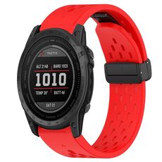Per cinturino in silicone con foro per fibbia pieghevole Garmin Tactix 7 da 26 mm (rosso)