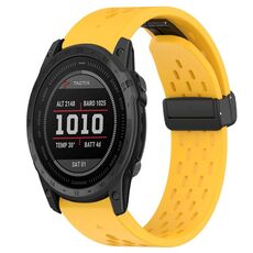 Per cinturino in silicone con foro per fibbia pieghevole Garmin Tactix 7 da 26 mm (giallo)