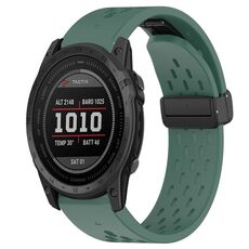 Per cinturino in silicone con foro per fibbia pieghevole Garmin Tactix 7 da 26 mm (verde scuro)
