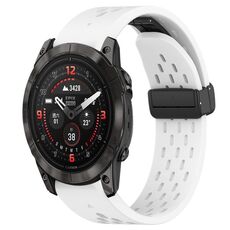 Per cinturino in silicone con foro per fibbia pieghevole Garmin Epix Pro 51mm 26mm (bianco)