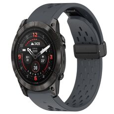 Per cinturino in silicone Garmin Epix Pro 51mm 26mm con foro fibbia pieghevole (grigio scuro)