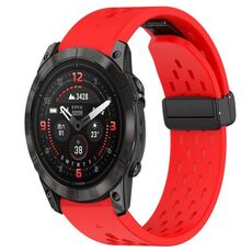 Per cinturino in silicone Garmin Epix Pro 51mm 26mm con foro fibbia pieghevole (rosso)