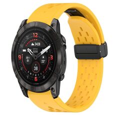 Per cinturino in silicone Garmin Epix Pro 51mm 26mm con foro fibbia pieghevole (giallo)