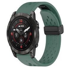Per cinturino in silicone Garmin Epix Pro 51mm 26mm con foro fibbia pieghevole (verde scuro)