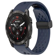 Per cinturino in silicone Garmin Epix Pro 51mm 26mm con foro fibbia pieghevole (blu notte)