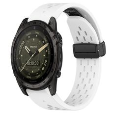Per Garmin Tactix 7 AMOLED cinturino in silicone con foro per fibbia pieghevole da 26 mm (bianco)