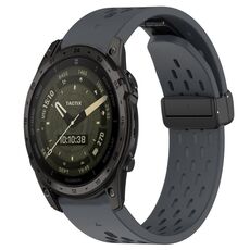 Per cinturino in silicone con foro per fibbia pieghevole Garmin Tactix 7 AMOLED da 26 mm (grigio scuro)