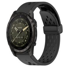 Per Garmin Tactix 7 AMOLED cinturino in silicone con foro per fibbia pieghevole da 26 mm (nero)