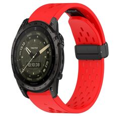 Per Garmin Tactix 7 AMOLED cinturino in silicone con foro per fibbia pieghevole da 26 mm (rosso)