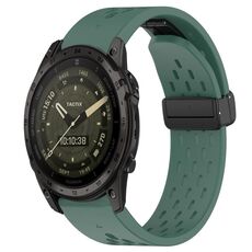 Per cinturino in silicone con foro per fibbia pieghevole Garmin Tactix 7 AMOLED da 26 mm (verde scuro)