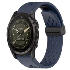 Per cinturino in silicone con foro per fibbia pieghevole Garmin Tactix 7 AMOLED da 26 mm (blu notte)