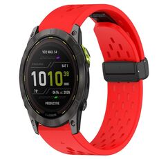 Per cinturino in silicone Garmin Enduro 2 da 26 mm con foro per fibbia pieghevole (rosso)