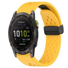 Per cinturino in silicone Garmin Enduro 2 da 26 mm con foro per fibbia pieghevole (giallo)