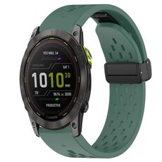 Per cinturino in silicone Garmin Enduro 2 da 26 mm con foro per fibbia pieghevole (verde scuro)