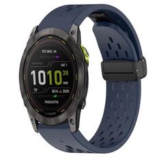 Per cinturino in silicone Garmin Enduro 2 da 26 mm con foro per fibbia pieghevole (blu notte)