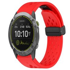 Per cinturino in silicone Garmin Enduro da 26 mm con foro per fibbia pieghevole (rosso)