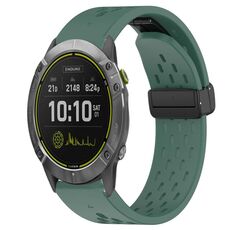 Per cinturino in silicone Garmin Enduro da 26 mm con foro per fibbia pieghevole (verde scuro)