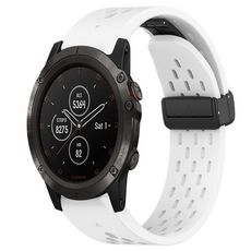 Per cinturino in silicone con foro per fibbia pieghevole Garmin Fenix 5X Plus da 26 mm (bianco)