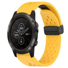 Per cinturino in silicone con foro per fibbia pieghevole Garmin Fenix 5X Plus da 26 mm (giallo)