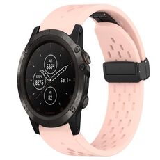 Per cinturino in silicone Garmin Fenix 5X Plus da 26 mm con foro per fibbia pieghevole (rosa)