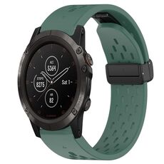 Per cinturino in silicone con foro per fibbia pieghevole Garmin Fenix 5X Plus da 26 mm (verde scuro)