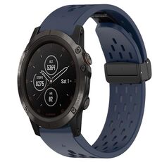 Per cinturino in silicone con foro per fibbia pieghevole Garmin Fenix 5X Plus da 26 mm (blu notte)
