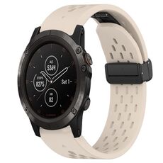 Per cinturino in silicone con foro per fibbia pieghevole Garmin Fenix 5X Plus da 26 mm (colore Starlight)