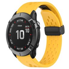 Per cinturino in silicone Garmin Fenix 6X Pro da 26 mm con foro per fibbia pieghevole (giallo)