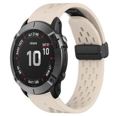Per cinturino in silicone Garmin Fenix 6X Pro da 26 mm con foro per fibbia pieghevole (colore Starlight)