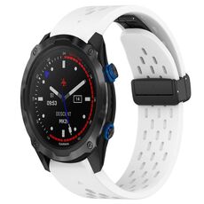 Per cinturino in silicone con foro per fibbia pieghevole Garmin Descent MK 2i da 26 mm (bianco)