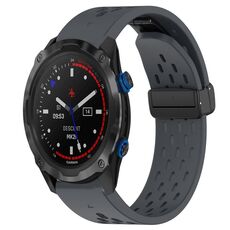 Per cinturino in silicone con foro per fibbia pieghevole Garmin Descent MK 2i da 26 mm (grigio scuro)