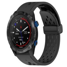 Per cinturino in silicone con foro per fibbia pieghevole Garmin Descent MK 2i da 26 mm (nero)