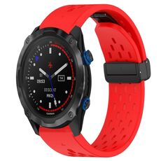 Per cinturino in silicone con foro per fibbia pieghevole Garmin Descent MK 2i da 26 mm (rosso)