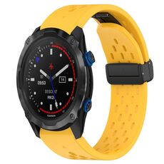Per cinturino in silicone con foro per fibbia pieghevole Garmin Descent MK 2i da 26 mm (giallo)