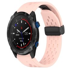 Per cinturino in silicone con foro per fibbia pieghevole Garmin Descent MK 2i da 26 mm (rosa)