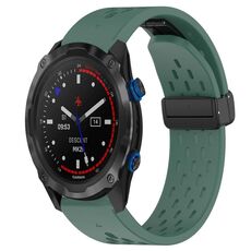 Per cinturino in silicone con foro per fibbia pieghevole Garmin Descent MK 2i da 26 mm (verde scuro)