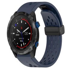 Per cinturino in silicone con foro per fibbia pieghevole Garmin Descent MK 2i da 26 mm (blu notte)